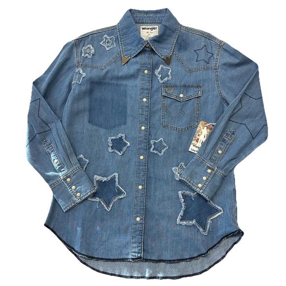 Wrangler Tops - Women's Wrangler Lainey Wilson Starry Western Snap Long Sleeve Button Up Shirt S